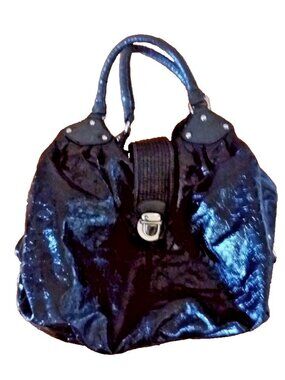 Y2K Large ESPRIT black hobo round hobo bucket 'lacquered' bag tote handbag